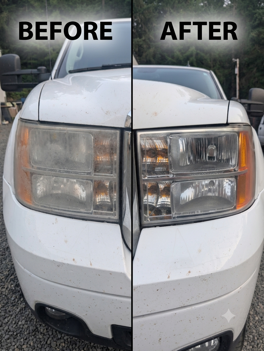 GMC Acadia Restoration before and after headlight restoration